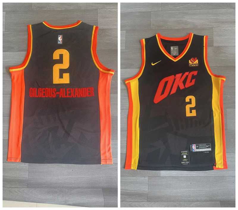 Thunder 2 Shai Gilgeous Alexander Black Nike 2023-24 City Edition Swingman Jersey->phoenix suns->NBA Jersey
